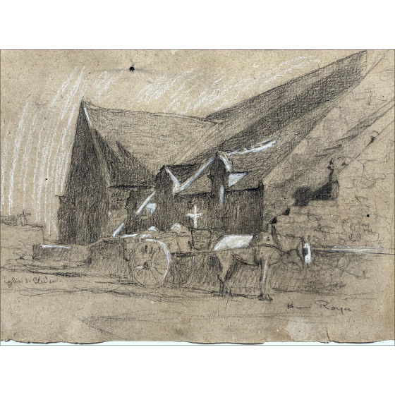 Henri-Paul Royer Church, original signed drawing