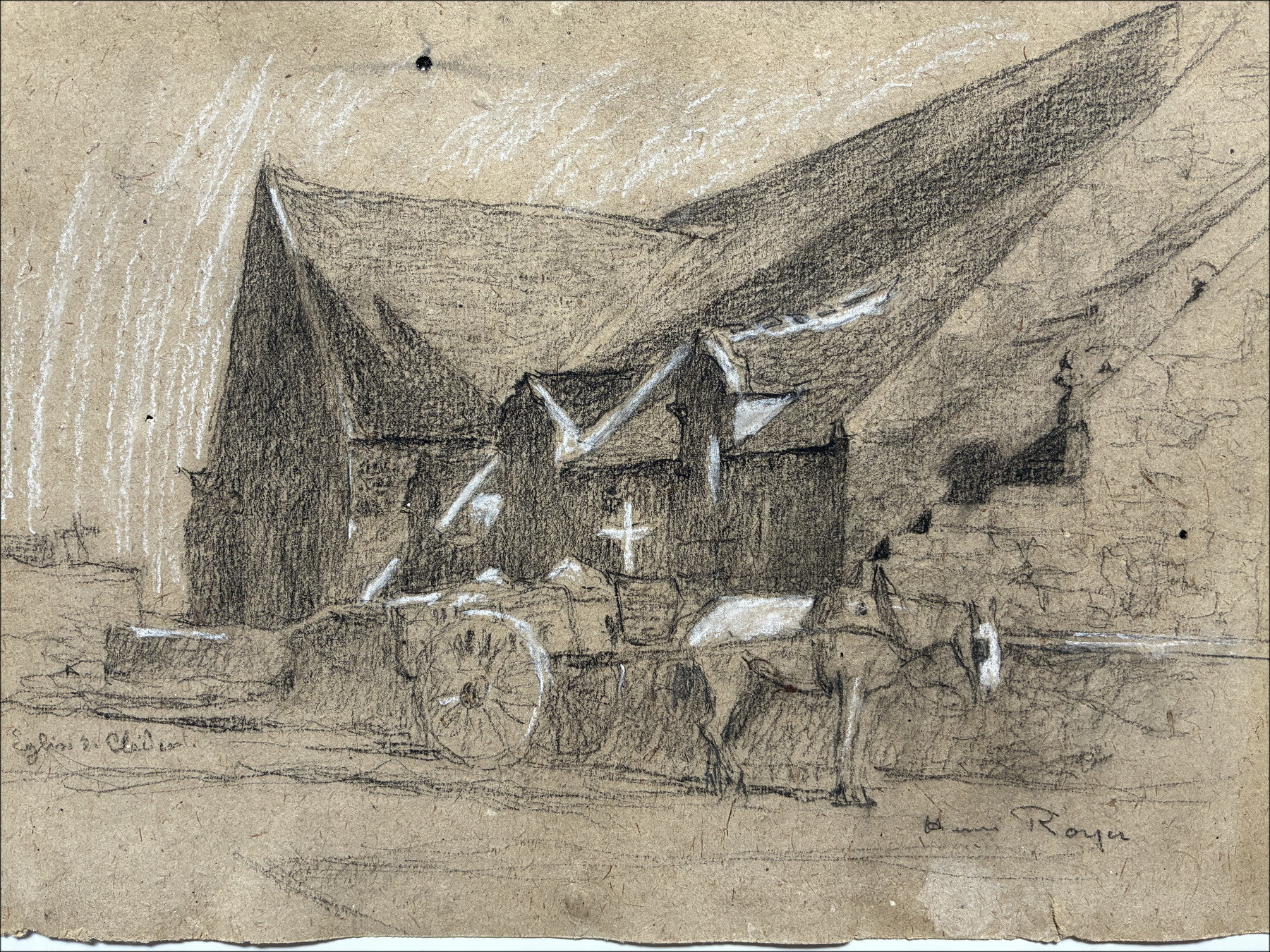 Henri-Paul Royer Church, original signed drawing