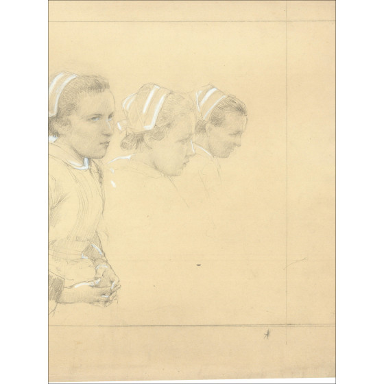Henri-Paul Royer Portraits of women, original signed drawing