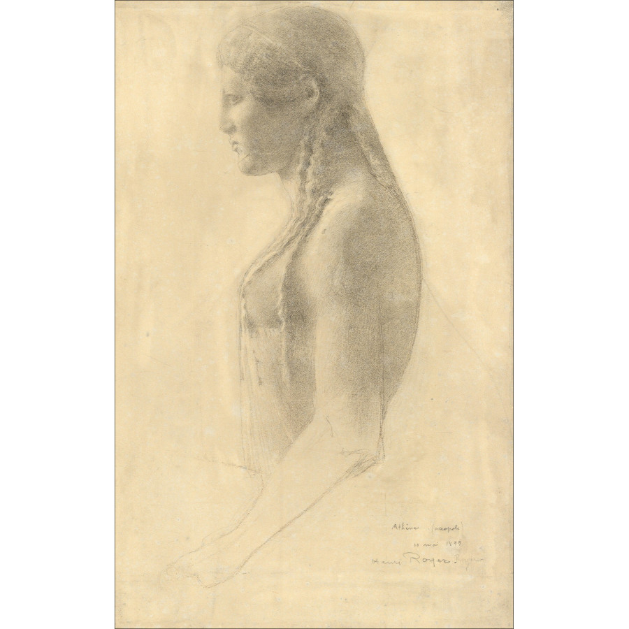 ROYER Henri-Paul - Originele tekening "Athene (Acropolis)" 43x27cm - 1899