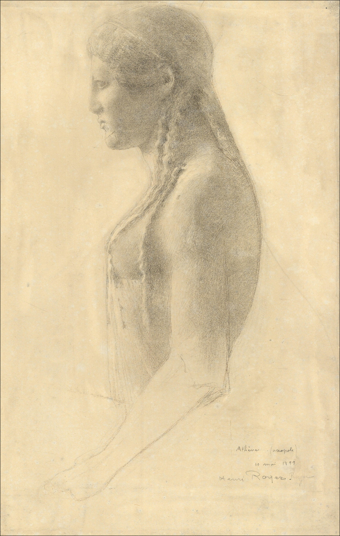 Henri-Paul Royer Atene (Acropoli), disegno originale firmato