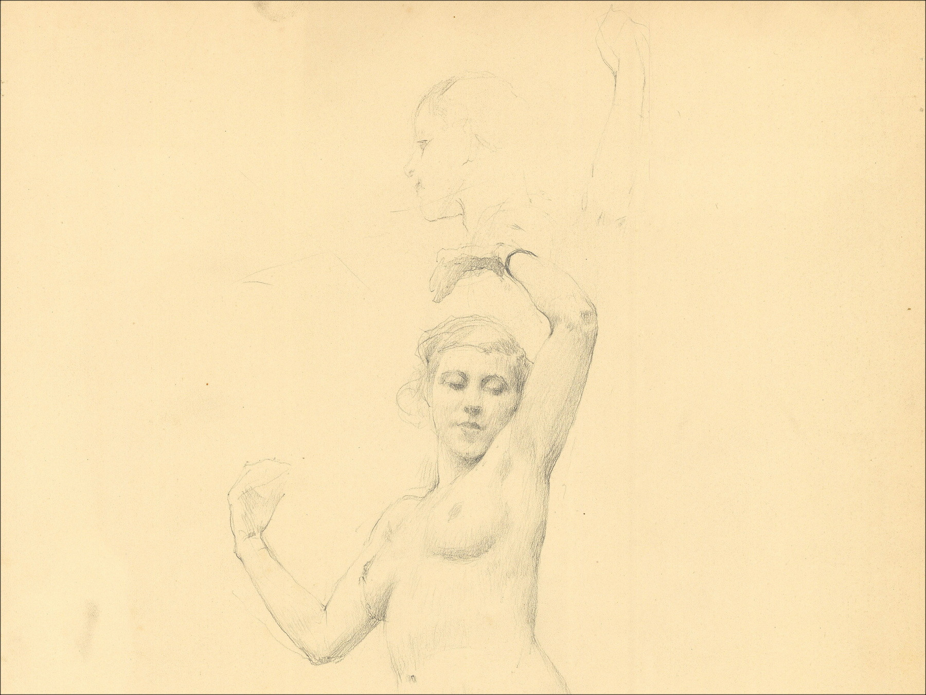 Henri-Paul Royer Mujer desnuda, dibujo original a lápiz firmado
