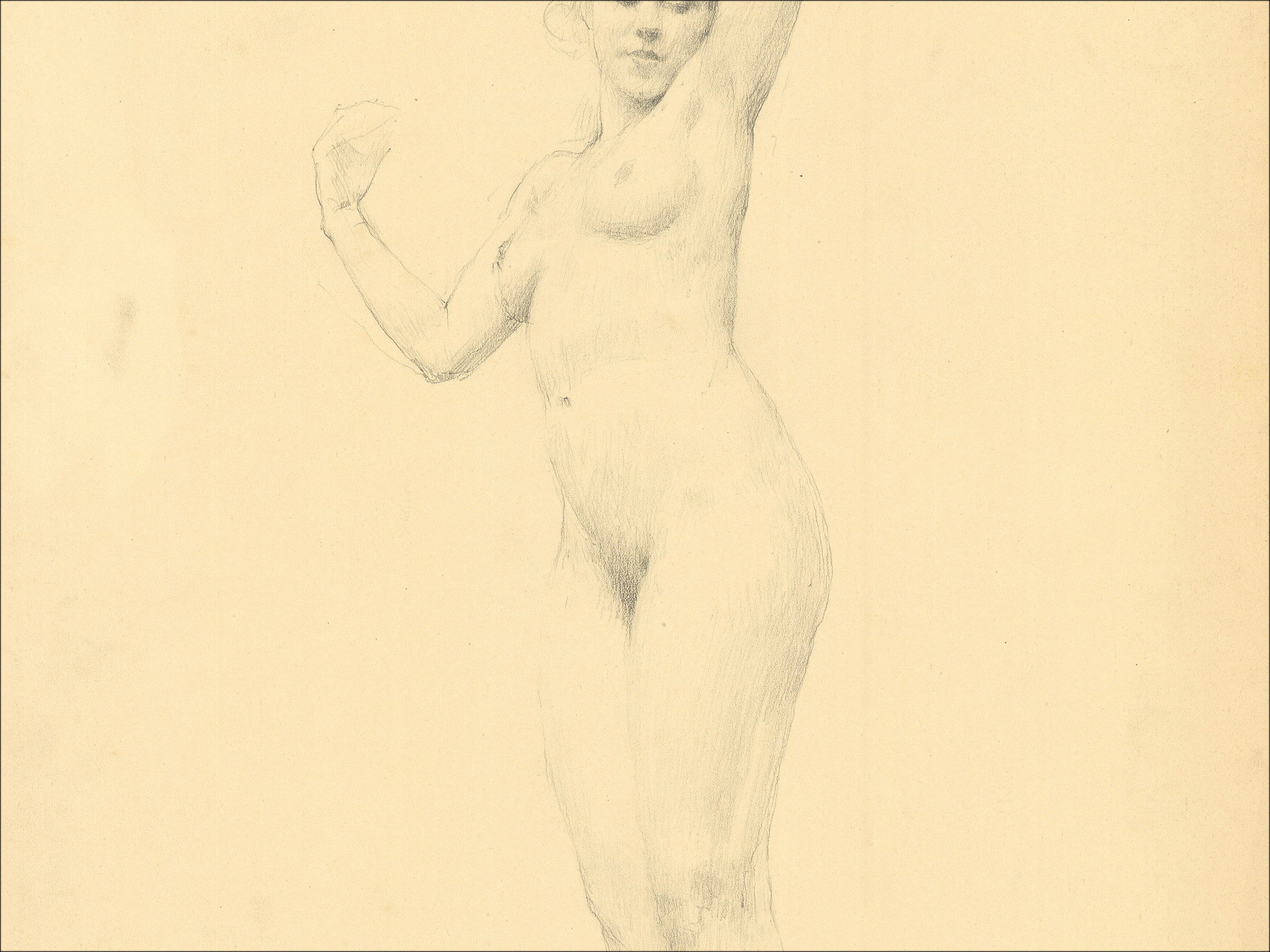 Henri-Paul Royer Donna nuda, disegno originale a matita firmato