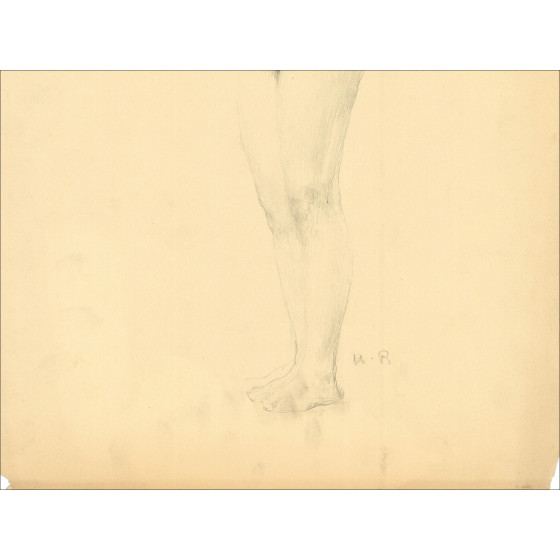 Henri-Paul Royer Donna nuda, disegno originale a matita firmato