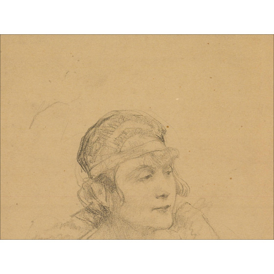Retrato de Henri-Paul Royer, dibujo original a lápiz