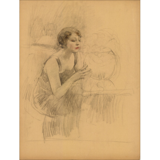 Henri-Paul Royer Donna seduta, disegno originale firmato