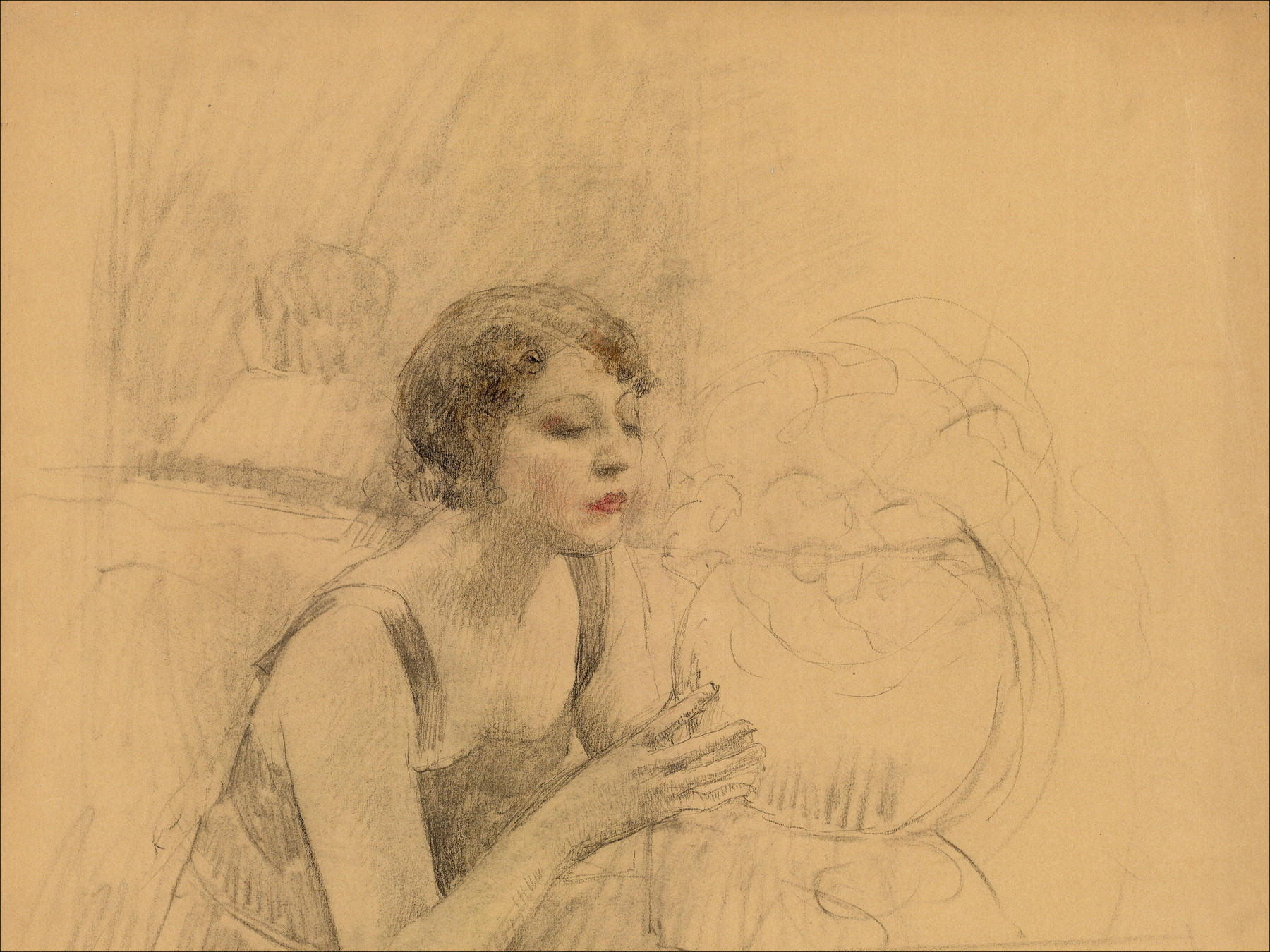 Henri-Paul Royer Mujer sentada, dibujo original firmado