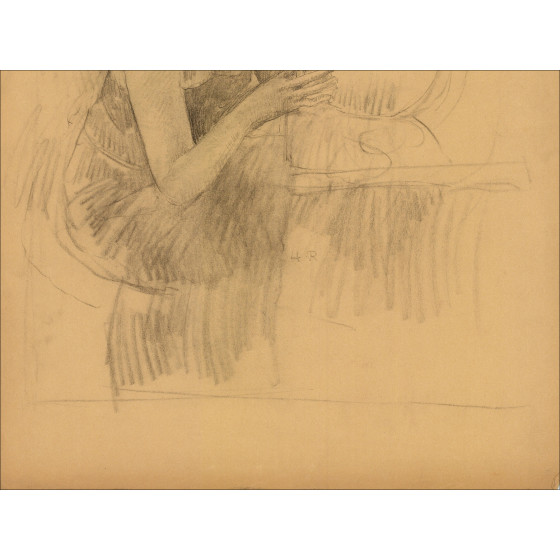 Henri-Paul Royer Donna seduta, disegno originale firmato