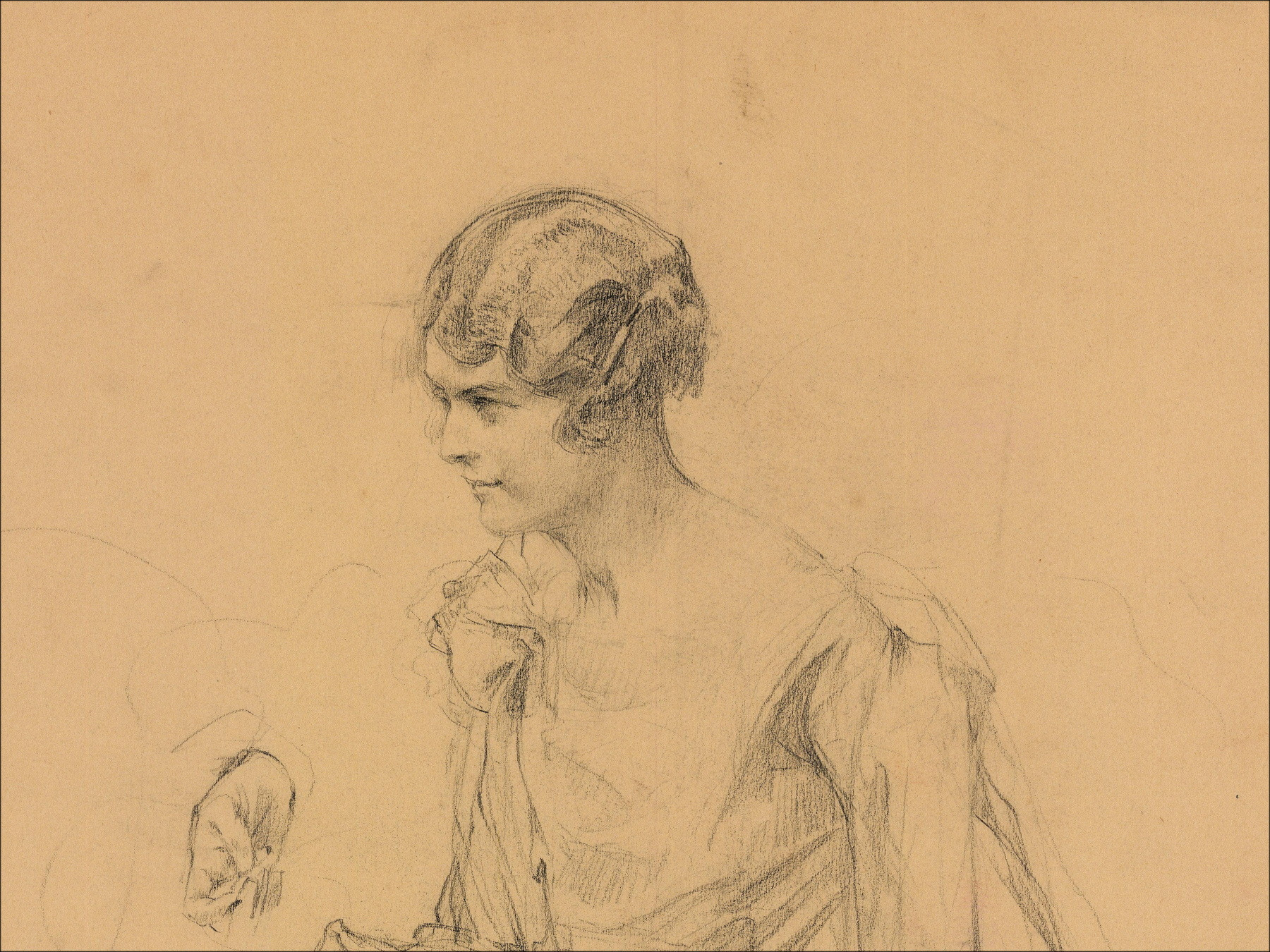 Henri-Paul Royer Donna e mani, disegno originale firmato