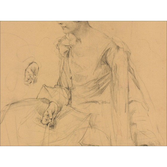 Henri-Paul Royer Mujer y manos, dibujo original firmado