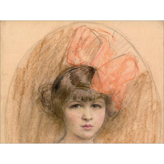 Henri-Paul Royer Portrait of a girl, original signed drawing