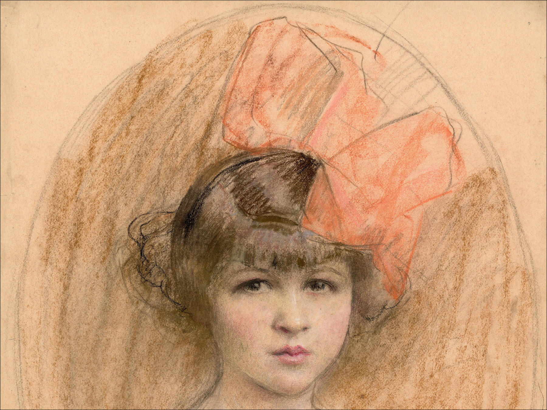Henri-Paul Royer Portrait of a girl, original signed drawing