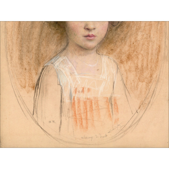 Henri-Paul Royer Portrait of a girl, original signed drawing