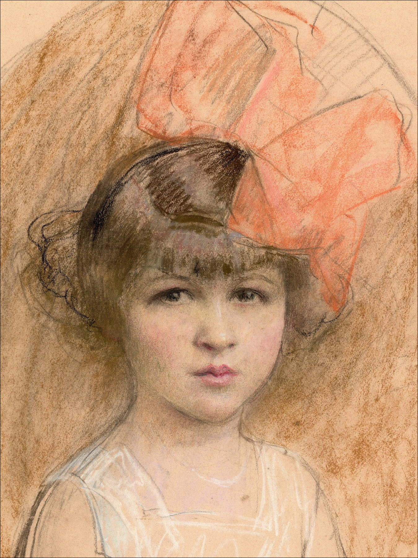 Henri-Paul Royer Portrait of a girl, original signed drawing