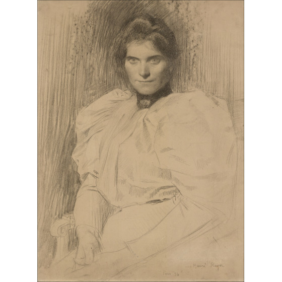 Henri-Paul Royer Portrait of a woman, original drawing dated 1894