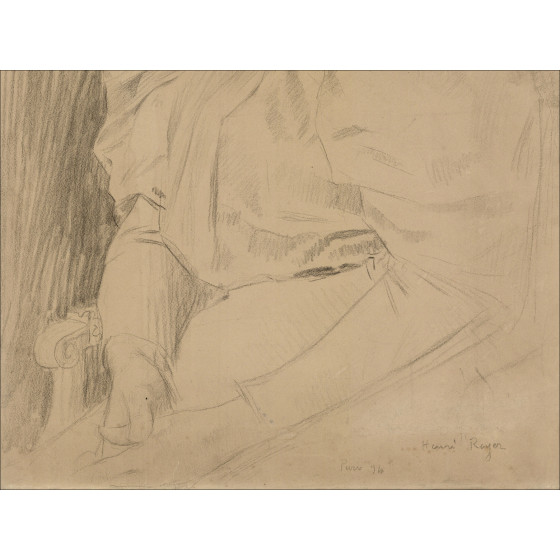Henri-Paul Royer Portret van een vrouw, originele tekening gedateerd 1894