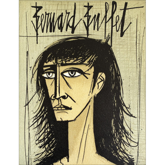 Bernard Buffet Pequeña cabeza de mujer, litografía alrededor de 1980