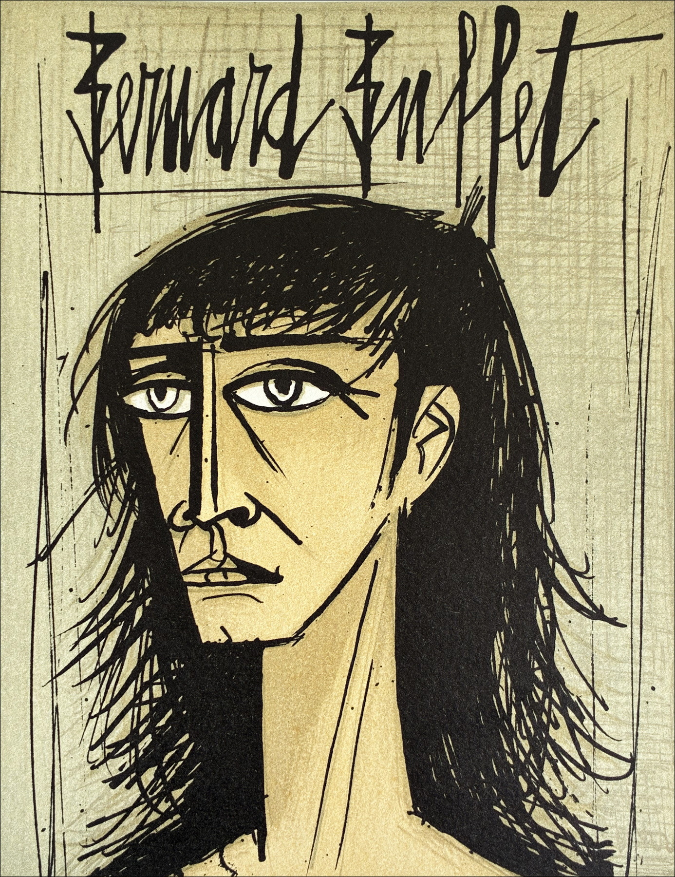 Bernard Buffet Kleine vrouwenkop, lithografie uit ongeveer 1980.
