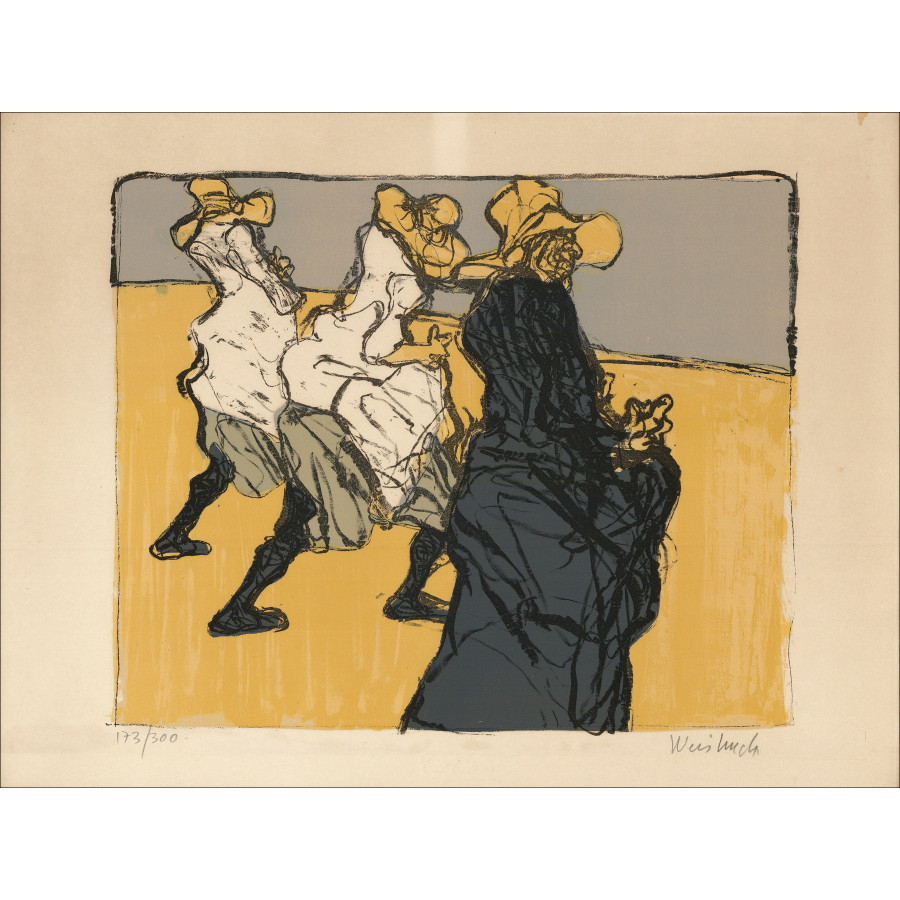 Claude Weisbuch Donne della Lorena nei campi, litografia firmata