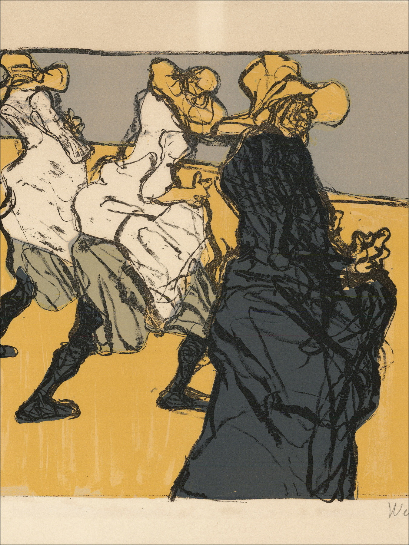 Claude Weisbuch Women from Lorraine in the fields, signed lithograph