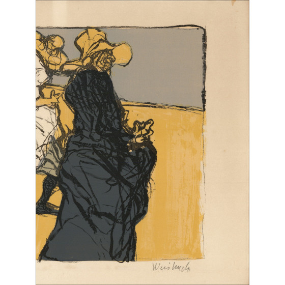 WEISBUCH Claude - Originele lithografie "Vrouwen uit Lotharingen op het veld" 55x65cm - 1959