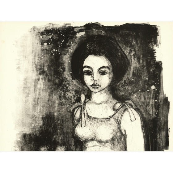 André Minaux Porträt einer Frau, signierte Original-Lithografie