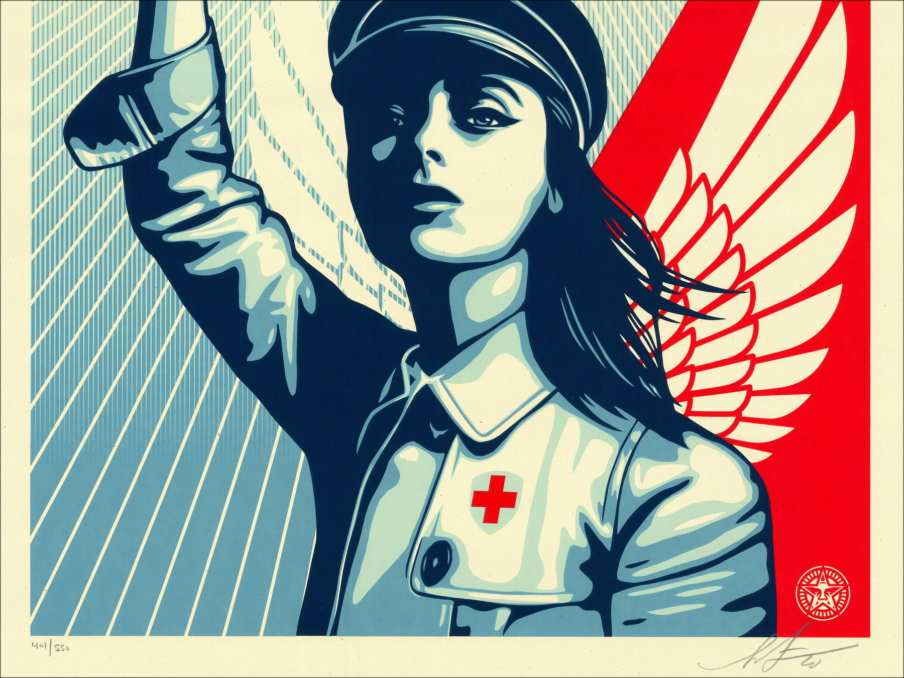Shepard Fairey, Lonesome Crowded Tower 2022, Siebdruck
