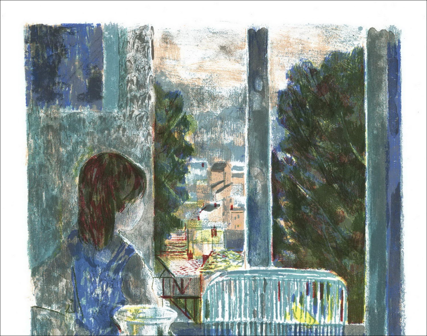 Emilio GRAU-SALA - Litografia originale "La gabbia degli uccelli" 66x50cm - Firmata a matita