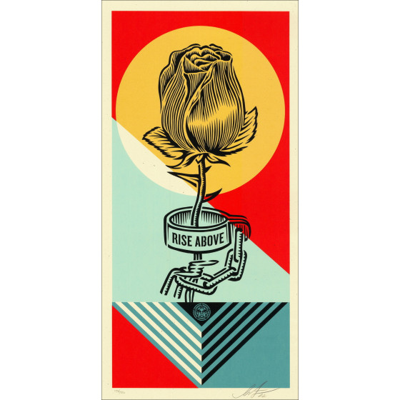 Shepard Fairey Rise Above Rose Geometric 2022, signed screen print