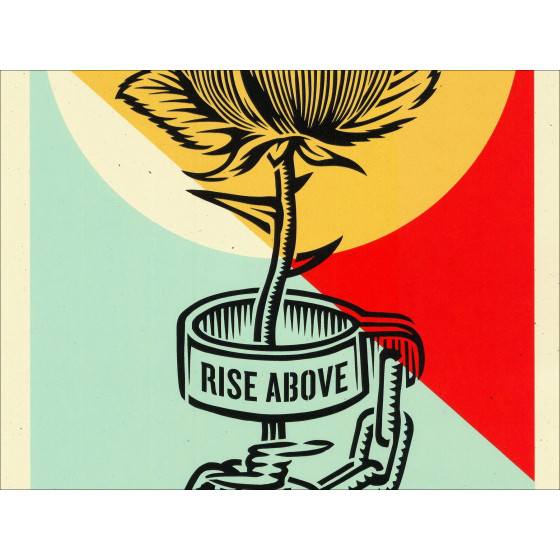 SHEPARD FAIREY (OBEY) - Siebdruck "RISE ABOVE ROSE GEOMETRIC" 61x30cm - 2022