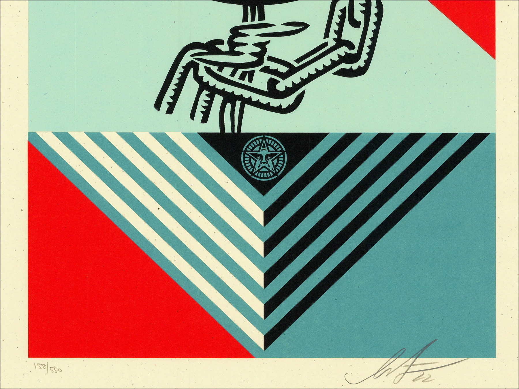 Shepard Fairey Rise Above Rose Geometric 2022, gesigneerde zeefdruk
