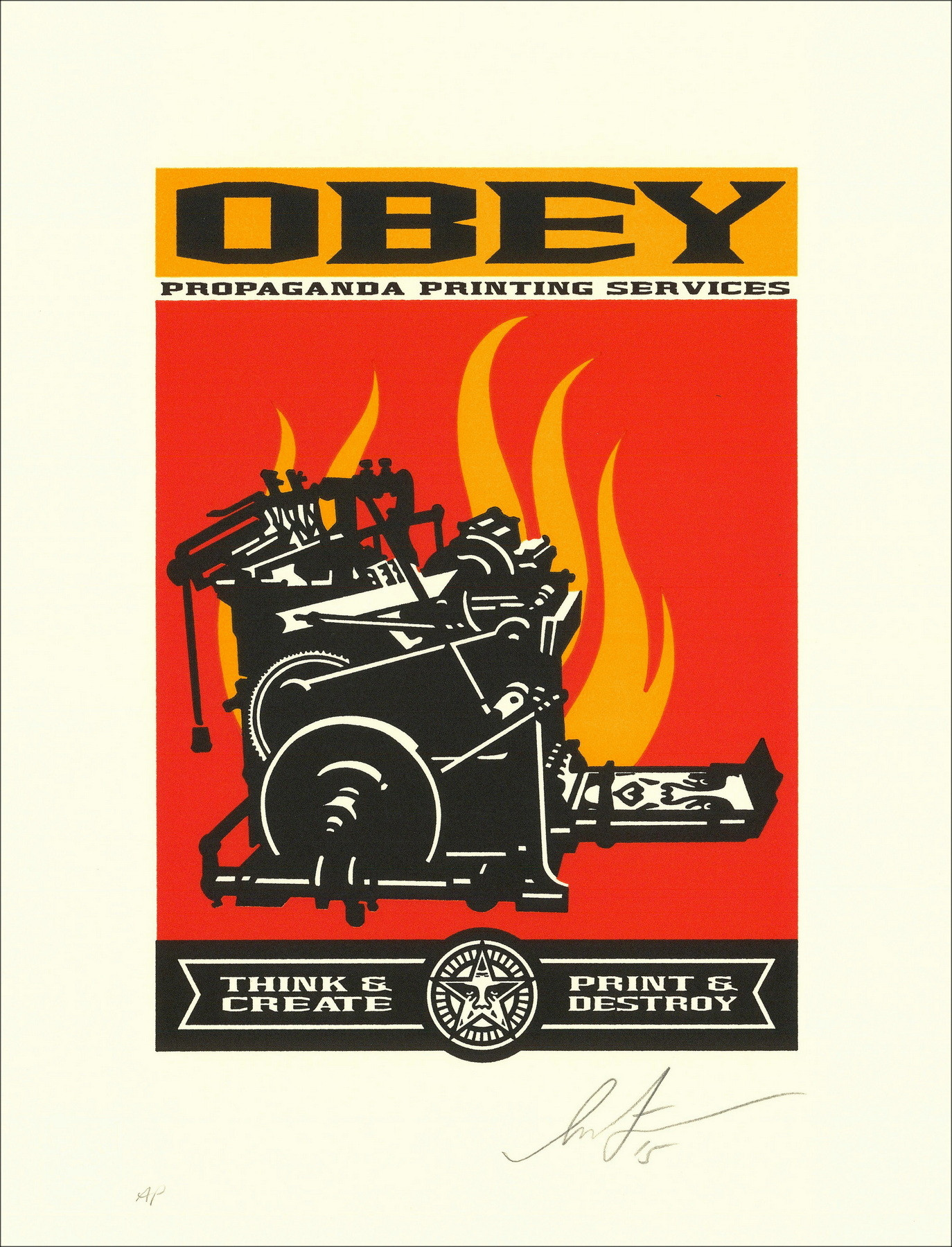 Shepard Fairey, No es un terrorista 2026, serigrafía letterpress