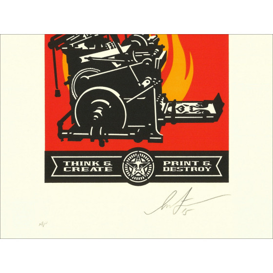 Shepard Fairey, No es un terrorista 2026, serigrafía letterpress