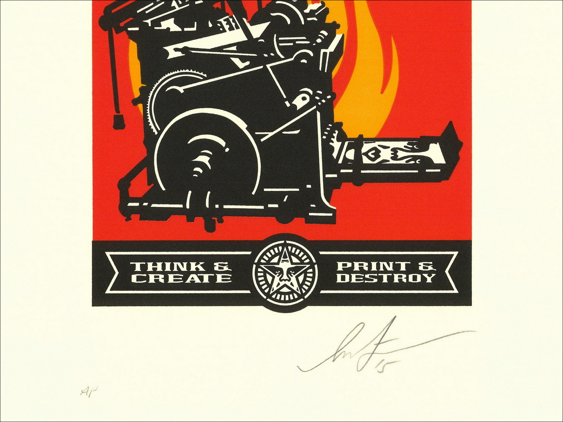Shepard Fairey, Niet een terrorist 2026, zeefdruk letterpress