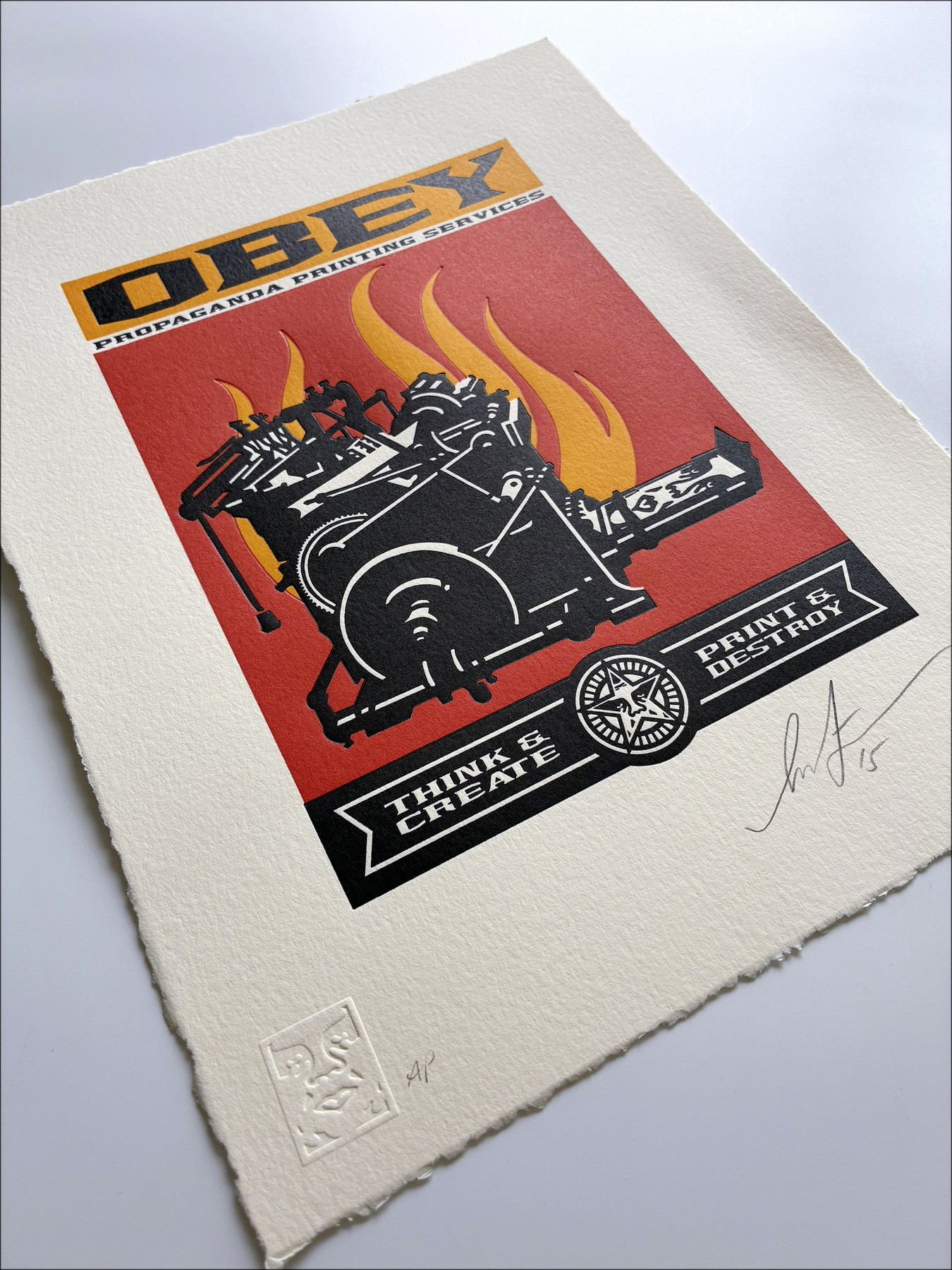 Shepard Fairey, Niet een terrorist 2026, zeefdruk letterpress