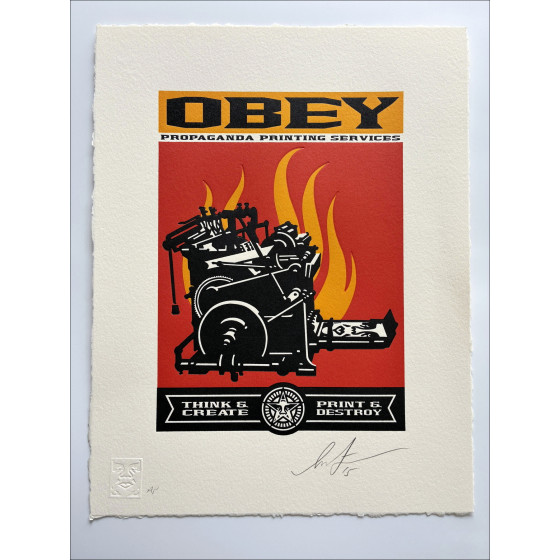 Shepard Fairey, No es un terrorista 2026, serigrafía letterpress
