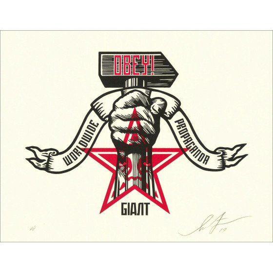 Shepard Fairey Hammer and Fist Letterpress 2019, AP signée