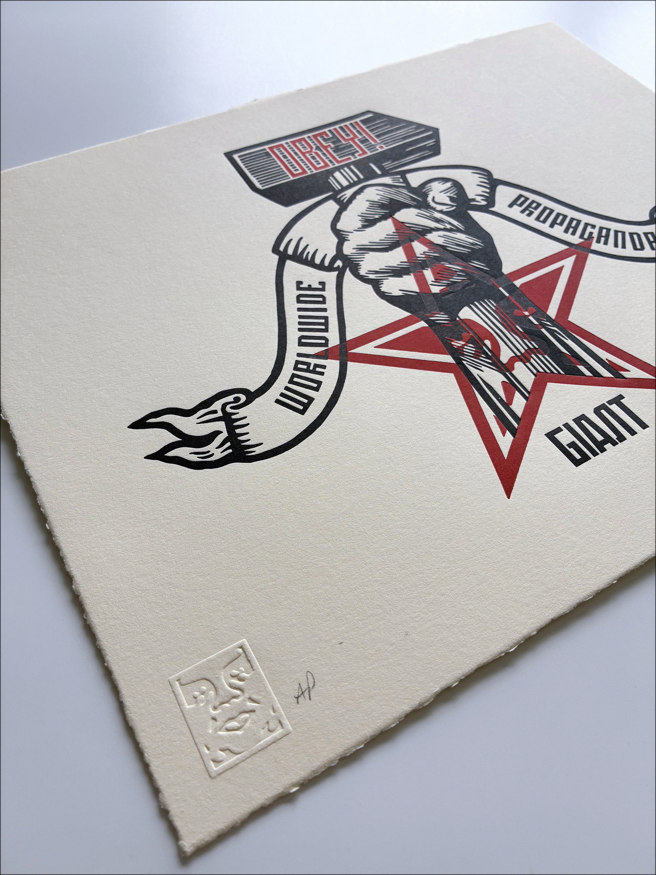 Shepard Fairey Hammer and Fist Letterpress 2019, AP firmata
