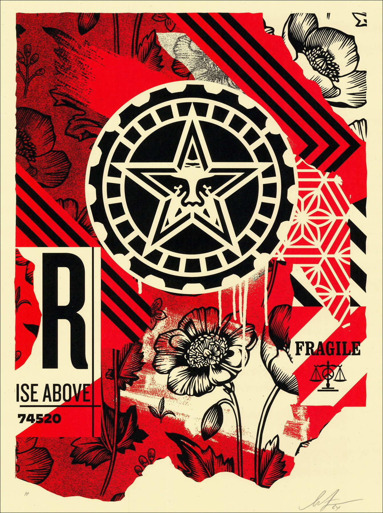 Shepard Fairey Gear of Justice 2024, serigrafia AP firmata