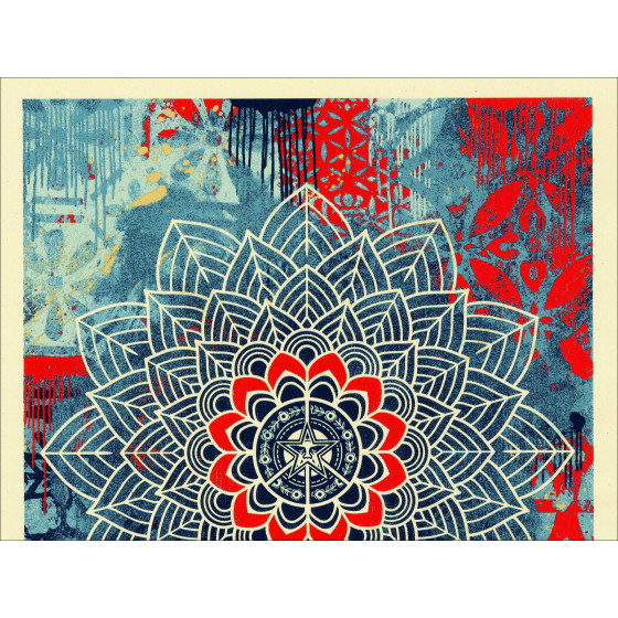 Shepard Fairey Chaos Mandala 2 2025, zeefdruk AP gesigneerd