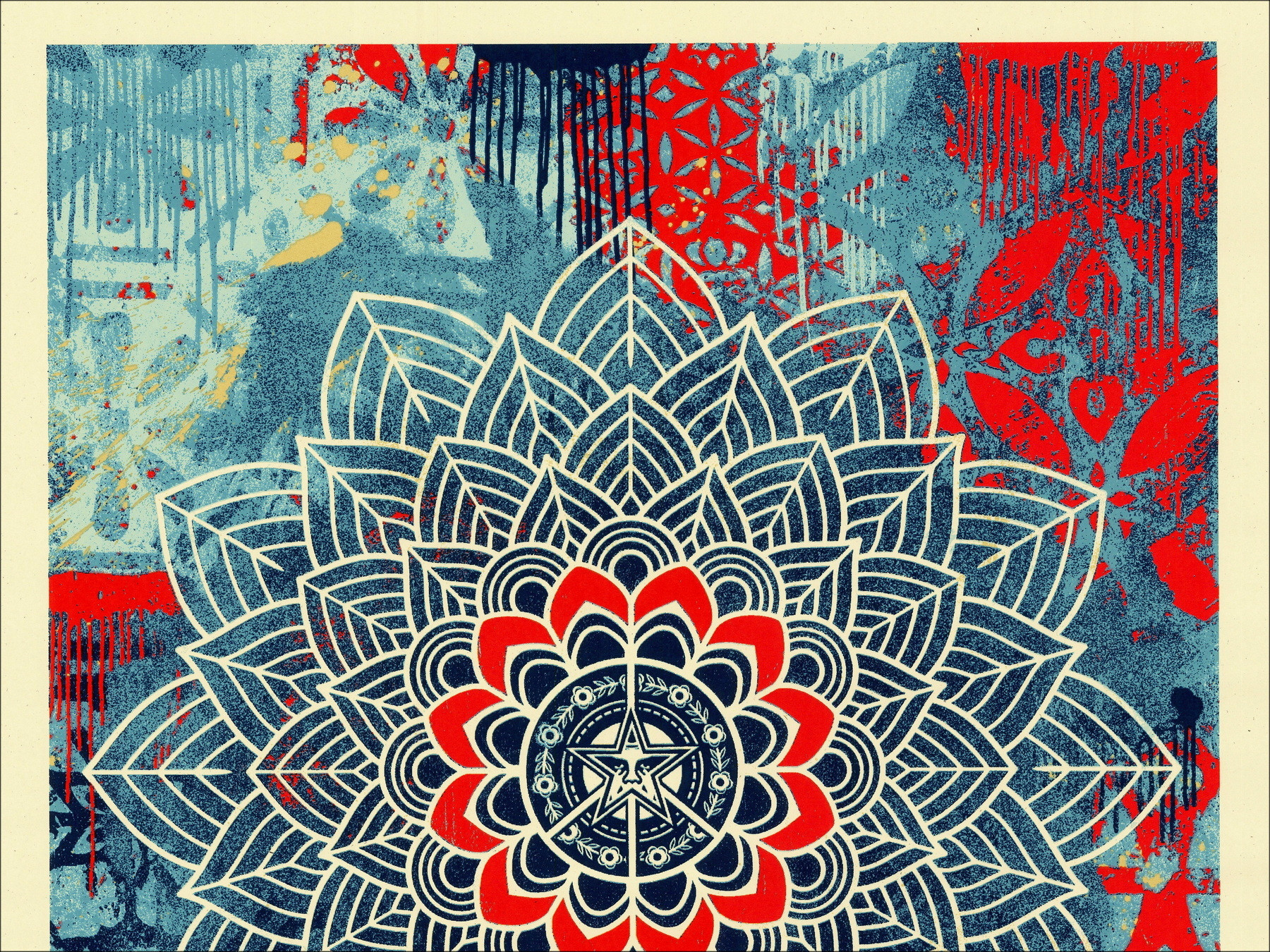 Shepard Fairey Chaos Mandala 2 2025, signierte Siebdruck-AP