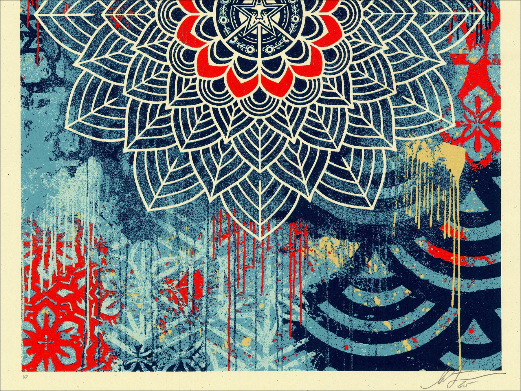 Shepard Fairey Chaos Mandala 2 2025, signierte Siebdruck-AP