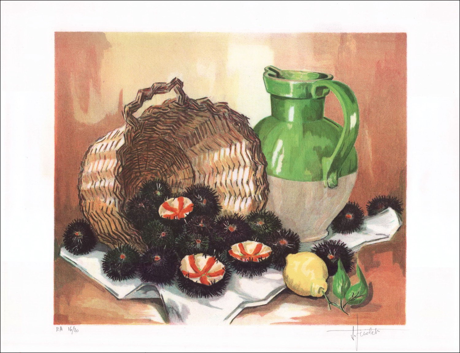 Jean TRIOLET - Litografia originale "Natura morta con orsetti" 44x57cm, firmata e numerata a matita dall'artista