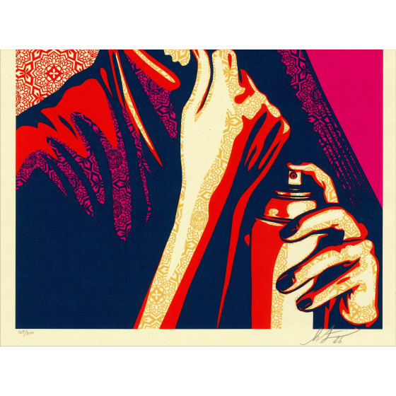 Shepard Fairey comanda il 2026, serigrafia firmata e numerata.