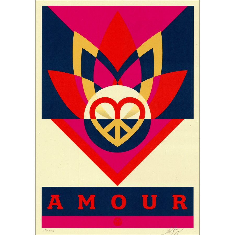 Shepard Fairey Amour Lotus 2026, zeefdruk gesigneerd en genummerd