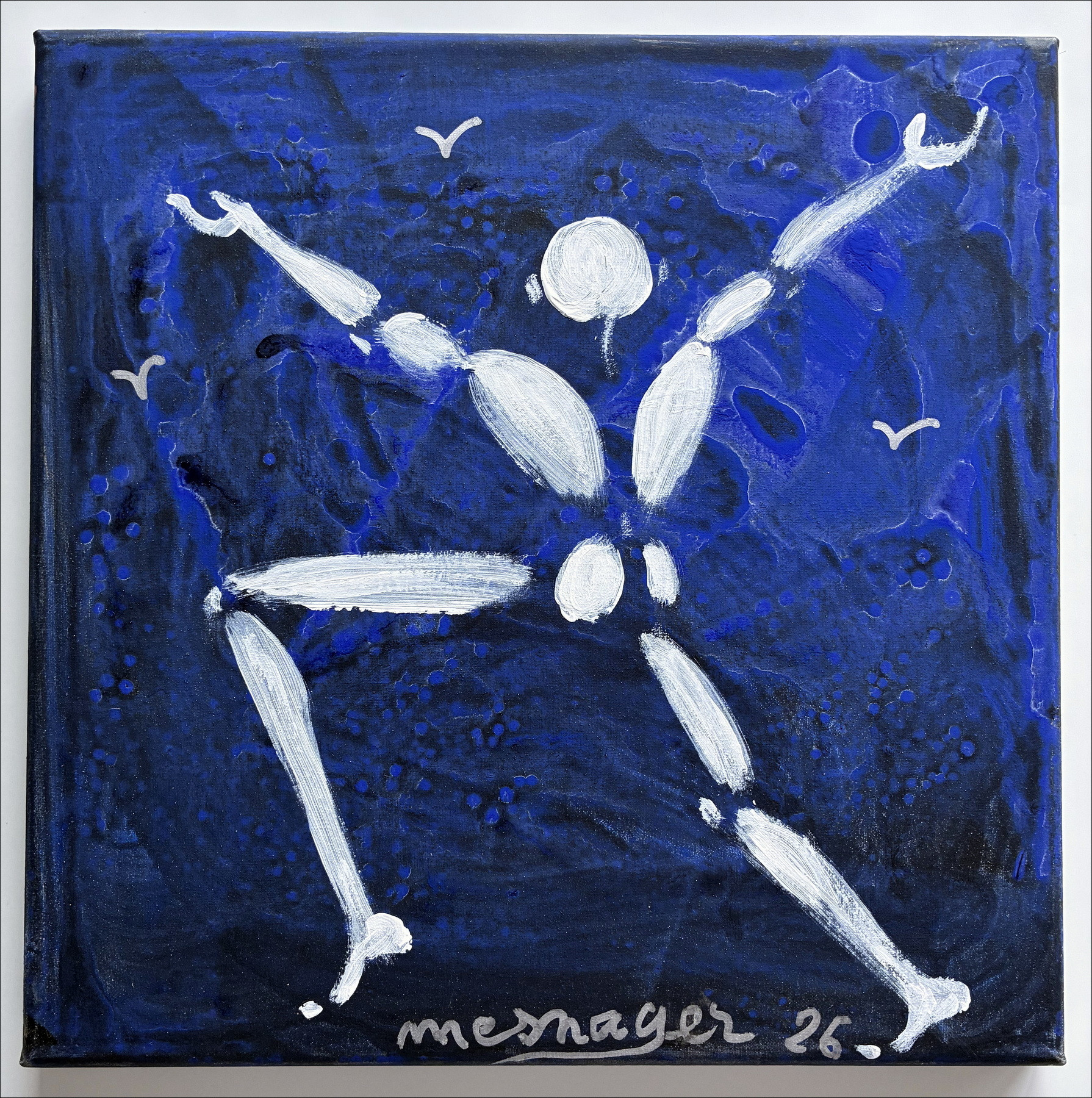 Jérôme Mesnager The Man in White and the Birds, original painting