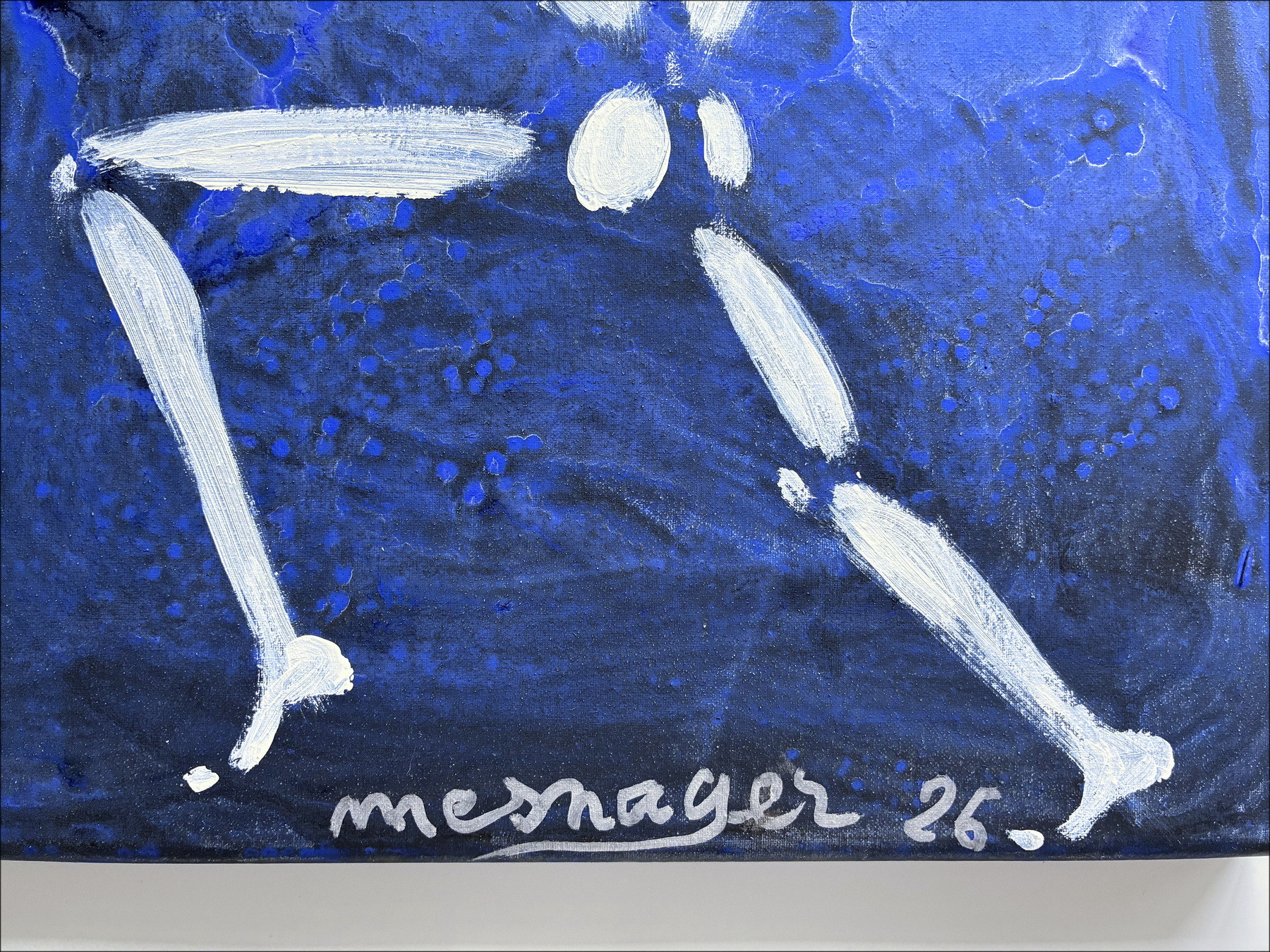 Jérôme Mesnager L’Homme en blanc et les oiseaux, peinture originale