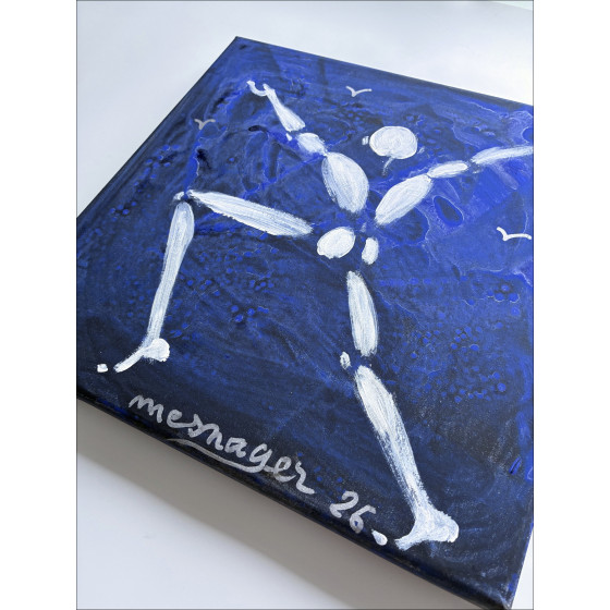 Jérôme Mesnager L’Homme en blanc et les oiseaux, peinture originale