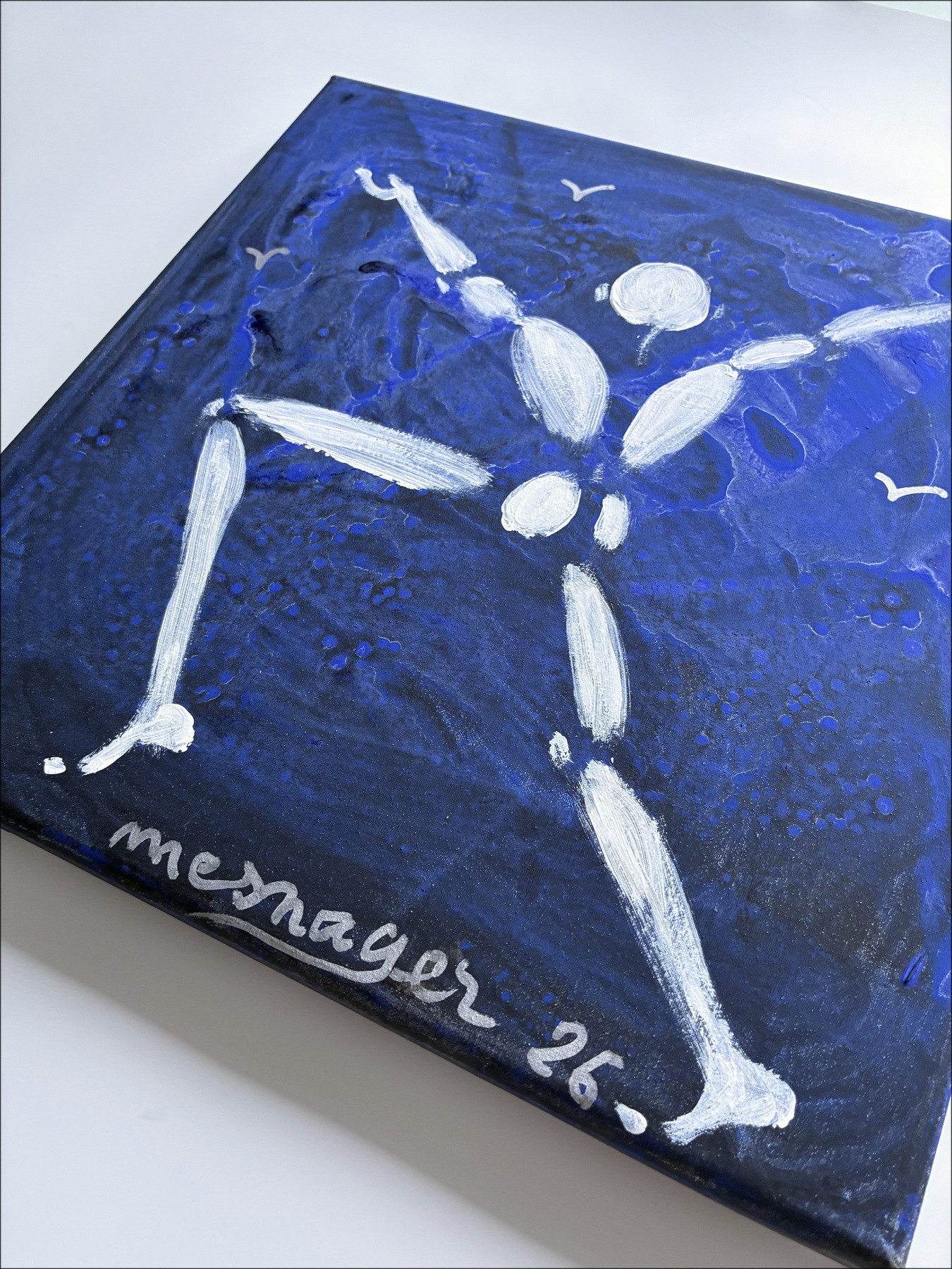 Jérôme Mesnager De Man in het wit en de vogels, origineel schilderij