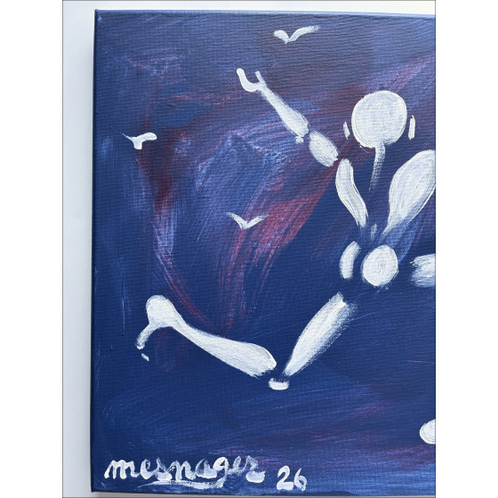 Jérôme Mesnager Der Mann in Weiß und die Vögel II, Originalgemälde